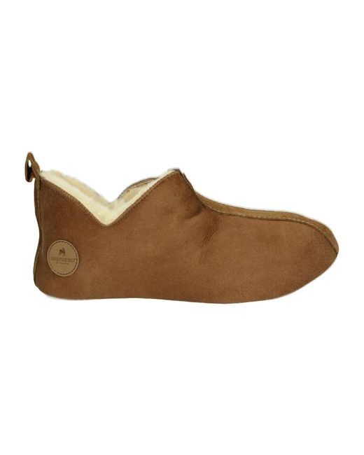 Shepherd Schoenen ,Bruin ,Gezellige Gesloten Bontgevoerde Pantoffel in het Brown