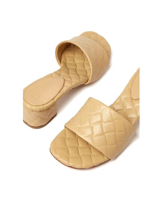 Bottega Veneta Natural Heeled Mules