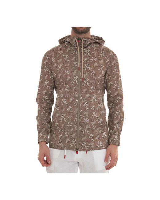 Kiton Blumige zip-hoodie in Brown für Herren