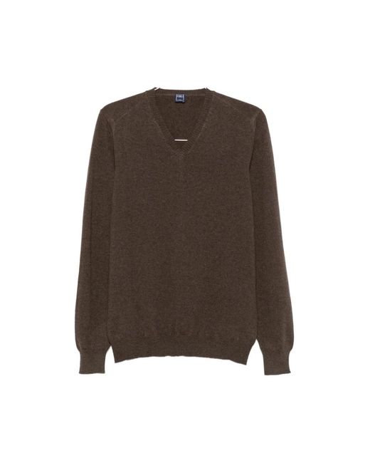 Fedeli Black V-Neck Knitwear for men