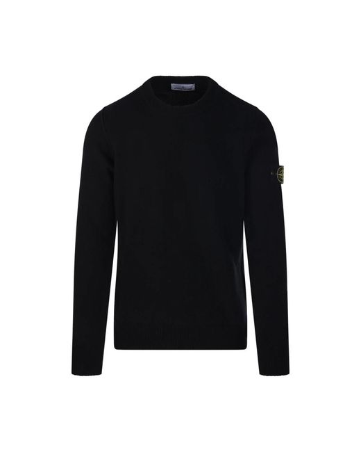 Stone Island Black Round-Neck Knitwear for men