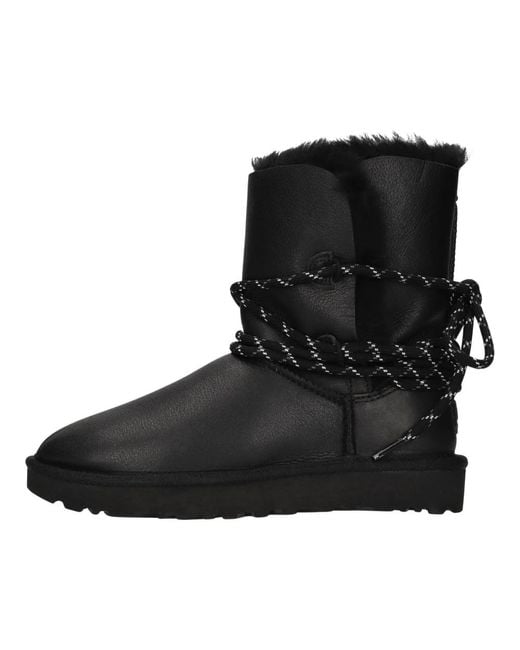 Ugg Black Bailey Tie Leder-Stiefelette