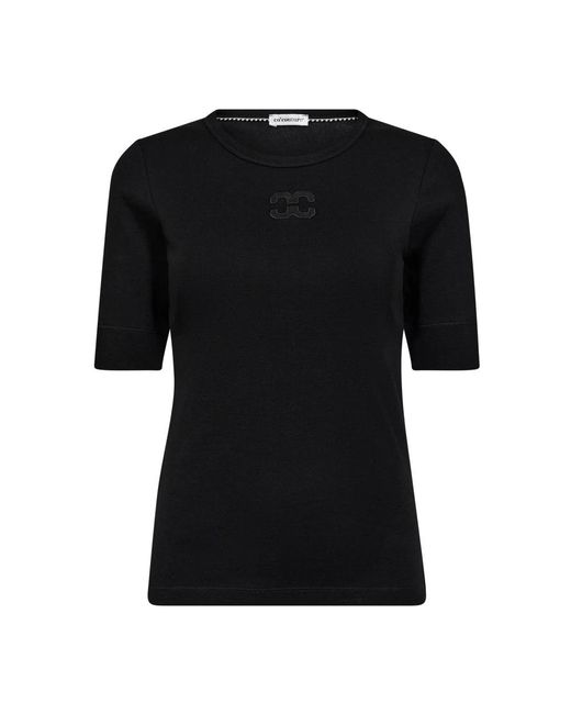 co'couture Tops ,Zwart ,Geborduurde Zwarte Tee Top in het Black