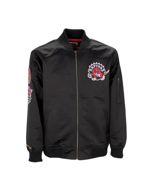 Mitchell & Ness Jassen ,Zwart ,Satijn Toronto Raptors Nba Bomberjack Lichtgewicht Satijn in het Black voor heren