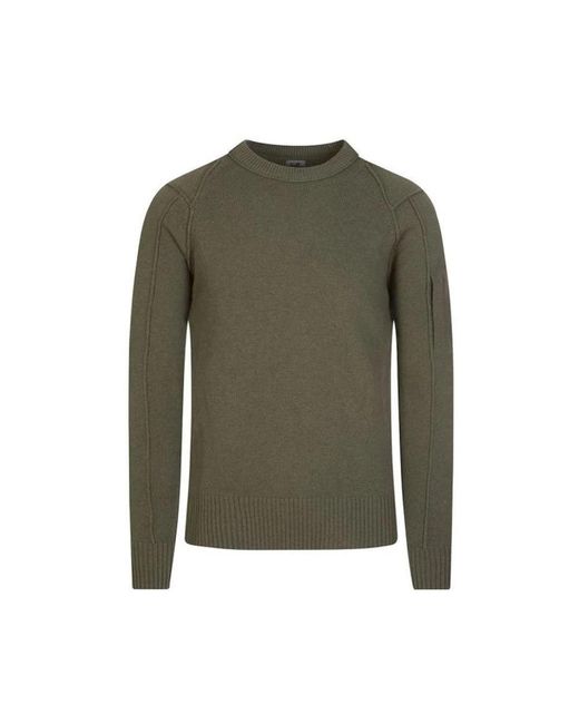 C P Company Grüner Woll-Crew-Neck-Cardigan-Sweatshirt in Green für Herren