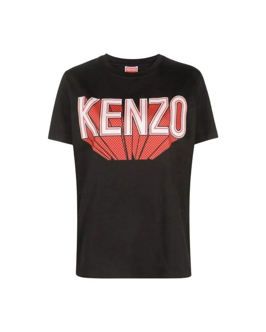 KENZO Tops ,Zwart ,Katoen T-Shirt Met Logo-Opdruk En Ronde Hals in het Black