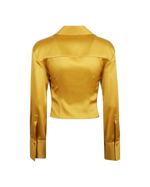 Blumarine Yellow Goldfarbenes satin-gedrape-shirt