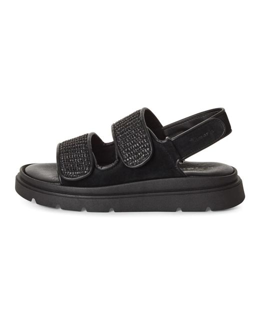 Tamaris Black Flat Sandals