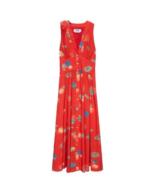 MSGM Red Maxi Dresses