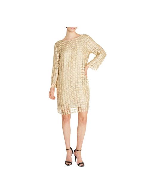 Bruuns Bazaar Natural Elegantes Blumig Besticktes Goldkleid