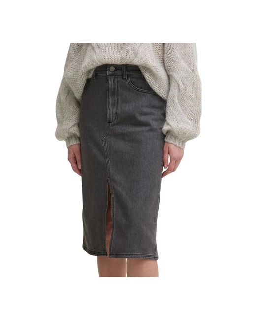 Gestuz Midi Denim Rok in het Gray