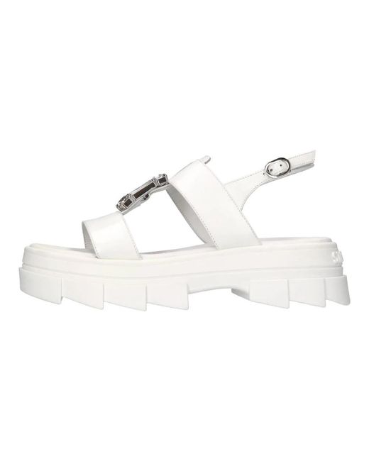 Stuart Weitzman White Flat Sandals