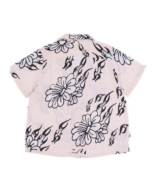 Obey Overhemden ,Veelkleurig ,Flamin Flowers Korte Mouw Shirt in het Pink
