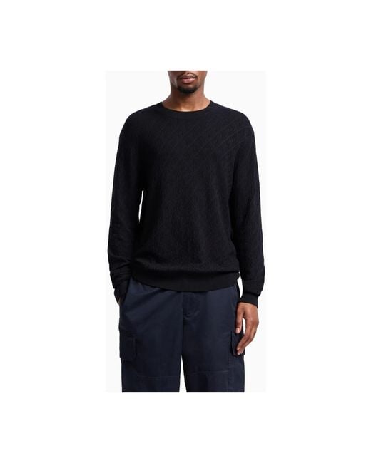 ARMANI EXCHANGE Blue Round-Neck Knitwear for men