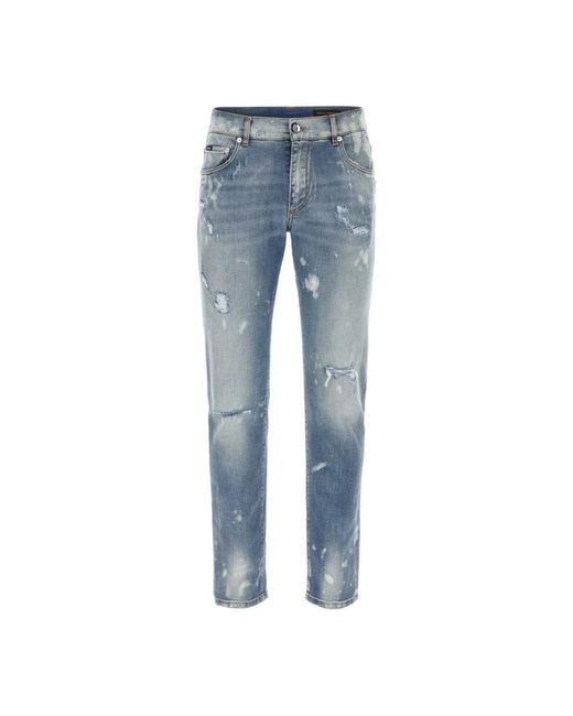 Jeans in denim elasticizzato di Dolce & Gabbana in Blue da Uomo