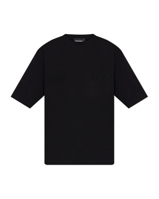 DSquared² Tops ,Zwart ,Katoen Logo T-Shirt in het Black voor heren