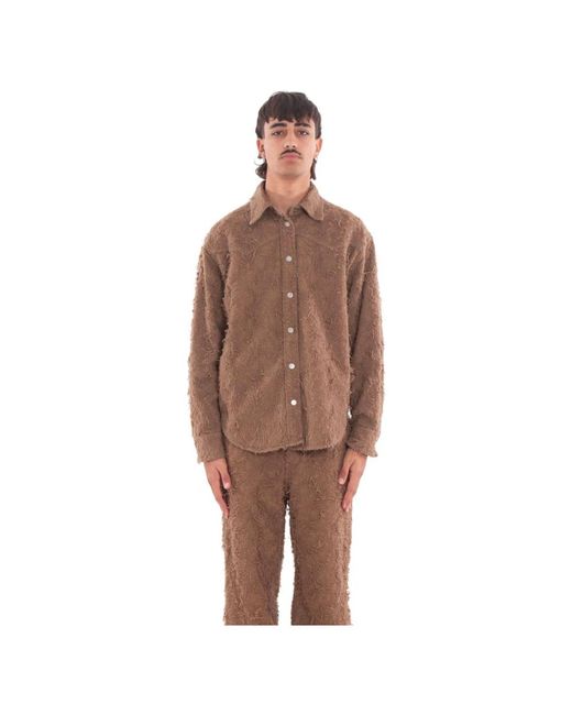 Haikure Jassen ,Denim Belty Fur Denim Oversize Shirt in het Brown voor heren