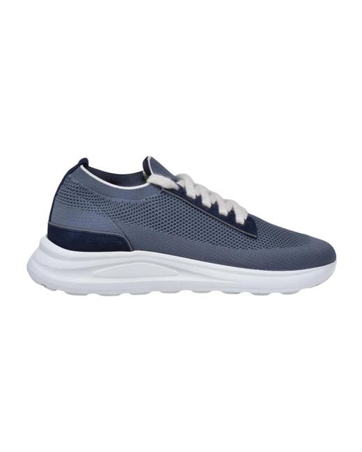 Eleventy Blue Suede Stretch Fabric Sneakers for men