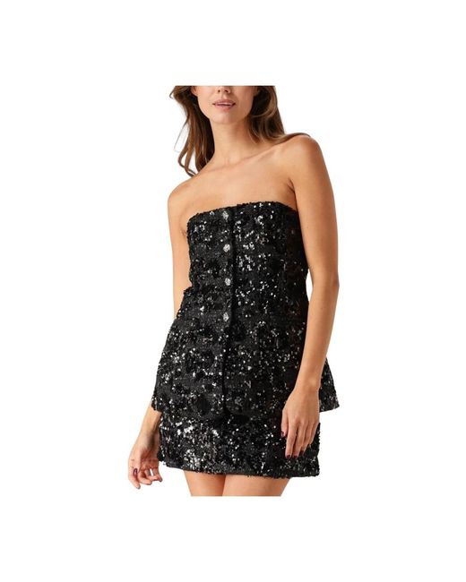 Second Female Tops ,Zwart ,Polyester Flakes Top in het Black