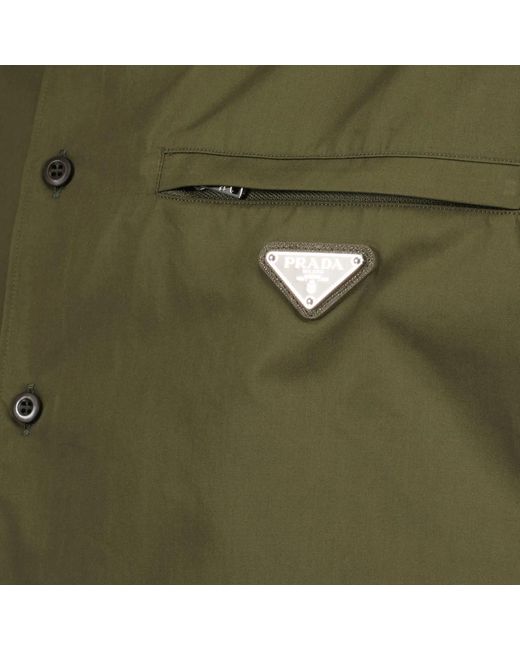Prada Logo hemd klassisch langarm in Green für Herren