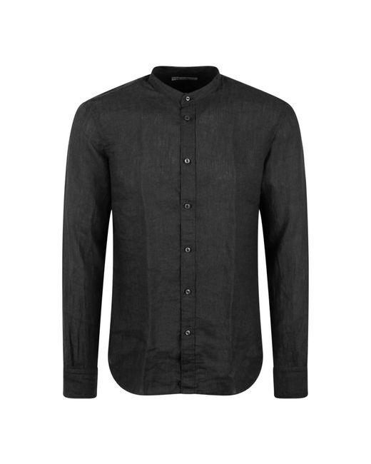 Camicia in lino con colletto alla cinese di Brian Dales in Black da Uomo