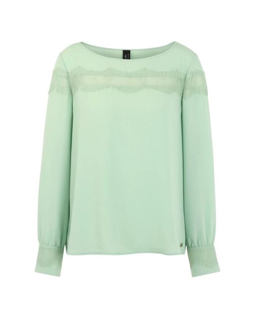 Marc Cain Elegante Bluse Mit Spitze in het Green