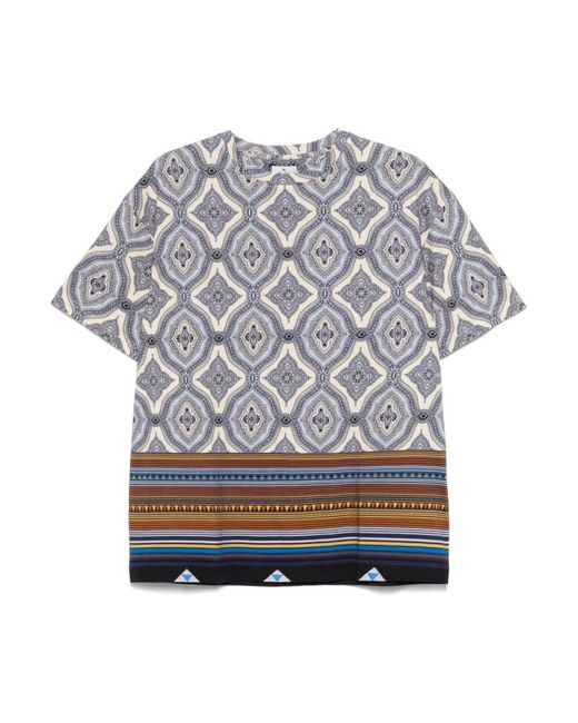 Etro Tops ,Veelkleurig ,Kleurrijke T-Shirts En Polo's, Ronde Hals in het Gray voor heren