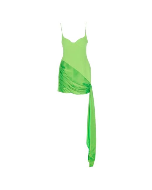 David Koma Green Draped-skirt Panelled Mini Dress
