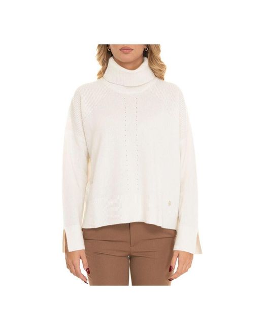 Liu Jo White Woll ringkragen pullover mit logo,wollringkragenpullover mit logo