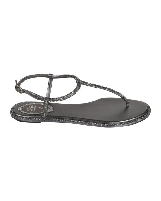 Rene Caovilla Gray Flat Sandals