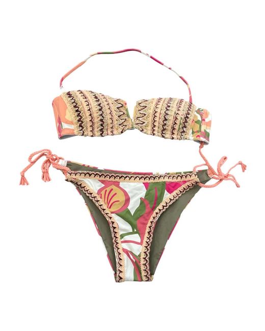 Miss Bikini Badmode ,Veelkleurig ,Italiaanse Stijl Fascia Slip in het Natural