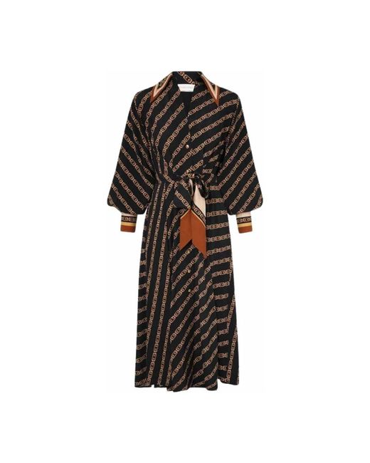 Zimmermann Kleedjes ,Zwart ,Elegante Zwarte Overhemdjurk Met Ketting in het Black