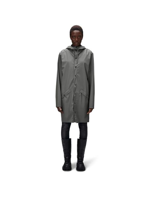 Rains Gray Long Jacket