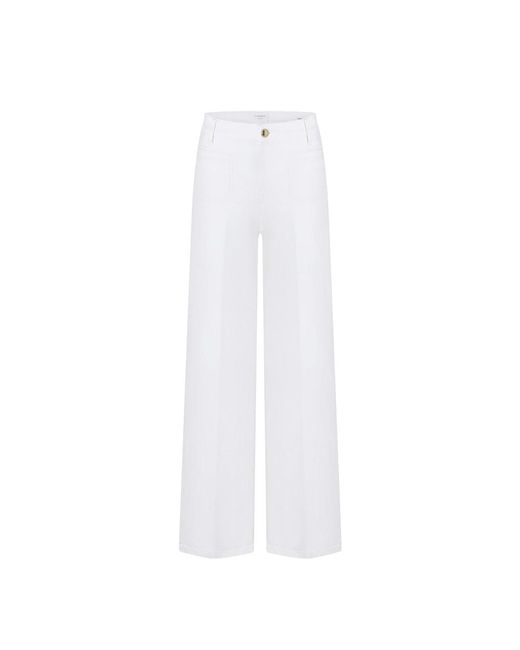 Pantalones anchos y elegantes en blanco puro Cambio de color White