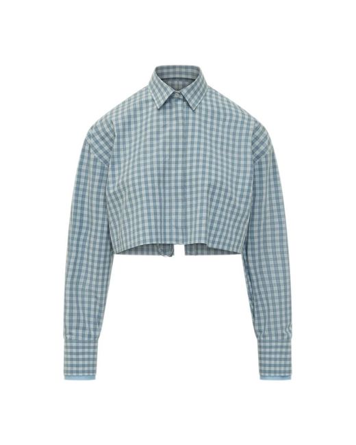 MSGM Blue Shirt Mit Bindebändern