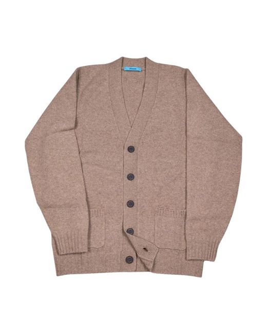 Drumohr Truien & Vesten ,Wol Cardigan V Tasca A Toppa Rasat in het Brown voor heren