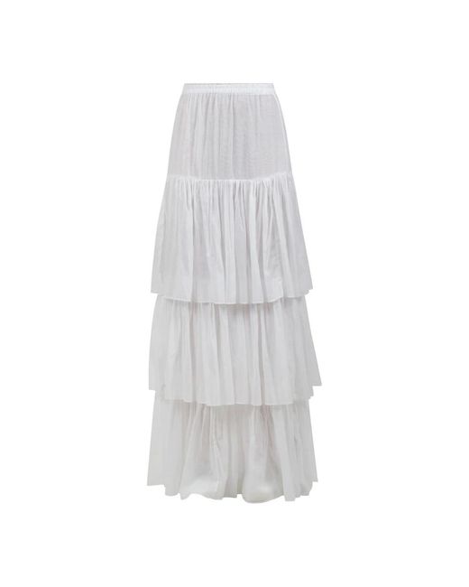 Gonna lunga in cotone e seta di Jucca in White