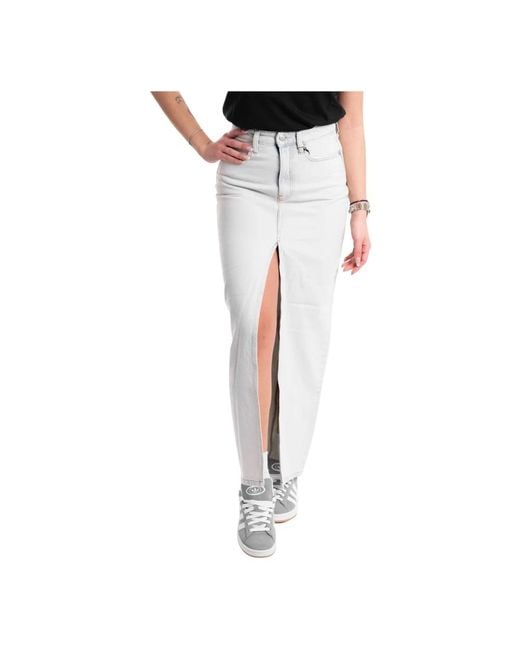 Calvin Klein Gonna Front Split Maxi Denim in het Blue