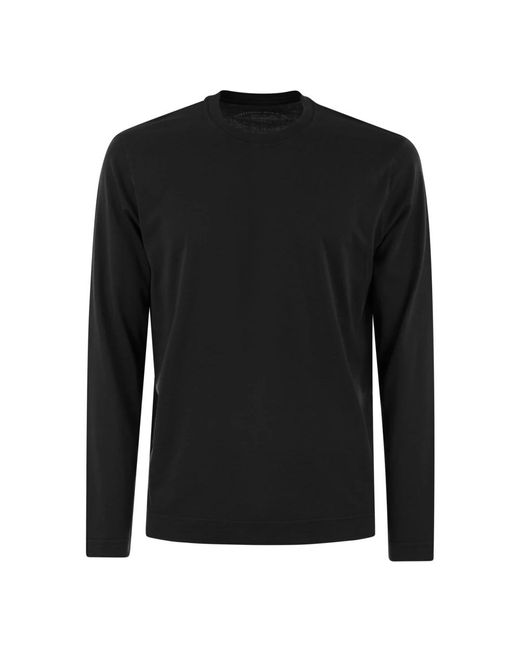 Long sleeved cotton t shirt di Fedeli in Black da Uomo