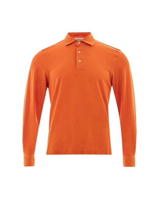 Gran Sasso Langarm piqué polo shirt in Orange für Herren