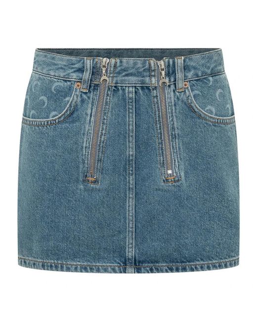 MARINE SERRE Blue Denim Skirts
