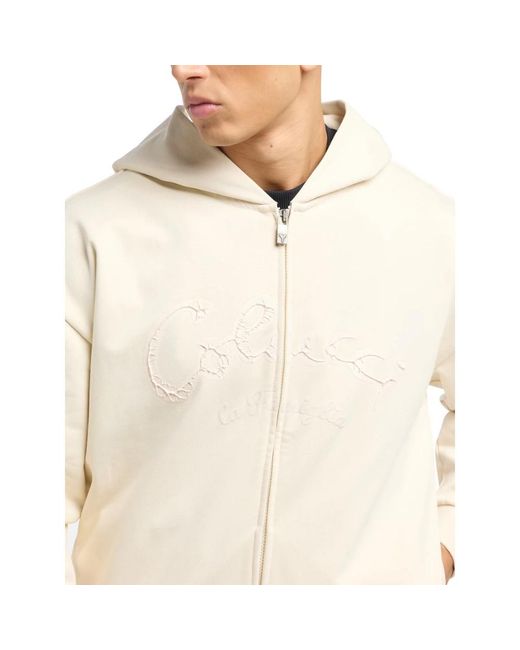 carlo colucci Hoodies & Sweatvesten ,Katoen Premium Sweat Jacket in het Natural voor heren
