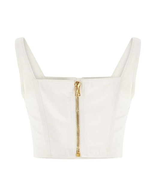 Balmain White Sleeveless Tops