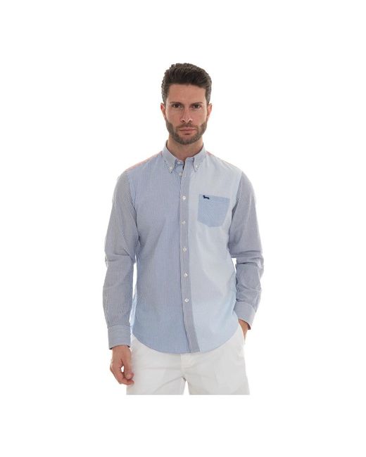 Harmont & Blaine Patchwork button-down casual shirt in Blue für Herren