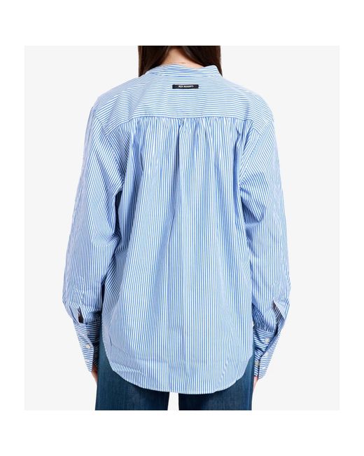 Roy Rogers Blue Gestreiftes popeline v-ausschnitt hemd