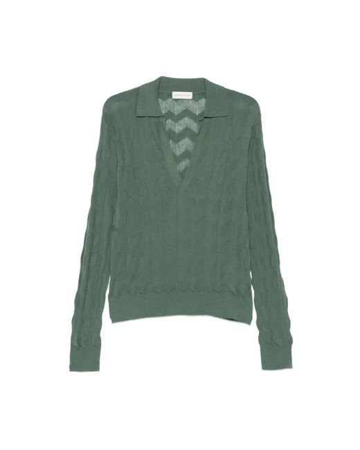 Dries Van Noten Green V-Neck Knitwear for men