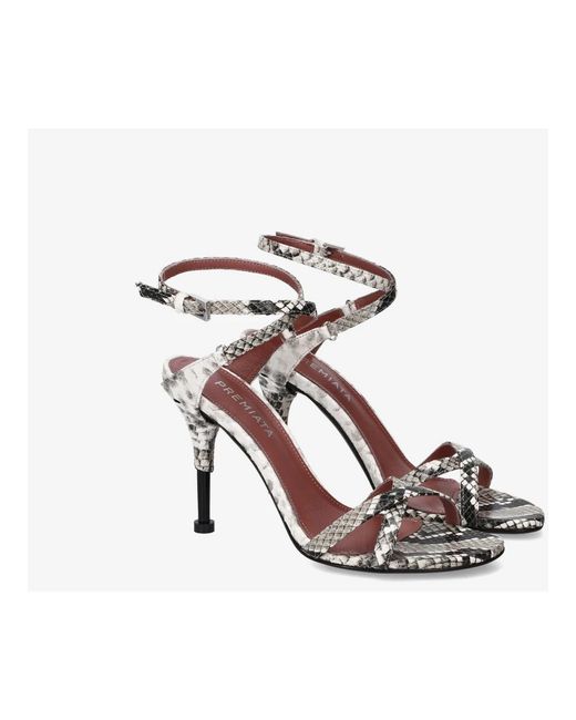 Premiata Metallic Python Print Leder Sandaletten Mit Absatz
