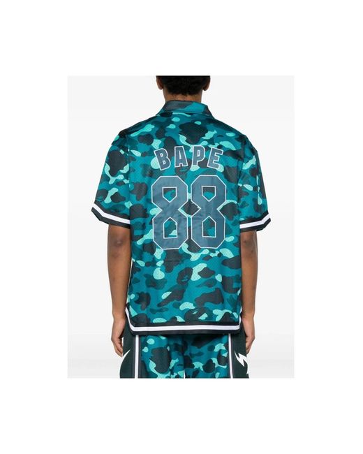 A Bathing Ape Blue Short Sleeve Shirts for men