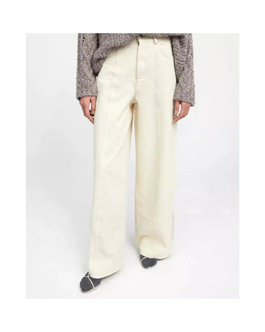 Aeron Natural Weite baumwollhose in cremefarbe
