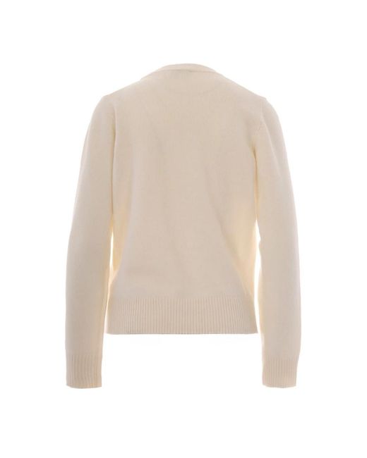 Ganni White Round-Neck Knitwear